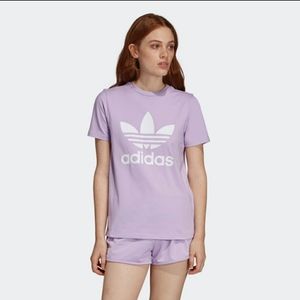 Adidas Pastel Lavender Trefoil Logo Tee S